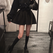 IN MIMIFACE black velvet skirt womens autumn new style puff dress high waist slim temperament skirt