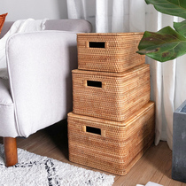Vietnam rattan woven storage basket household sundries desktop tea table clothing snack basket storage woven basket storage frame
