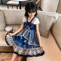 Korean girls summer Lolita dress 2021 new childrens foreign style puffy yarn dress summer princess skirt