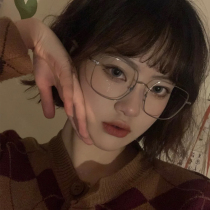 Fashion retro plain face big frame face small glasses anti-blue radiation myopia eye frame with degree decoration art