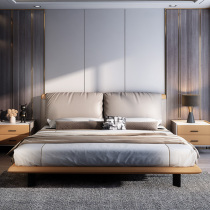 Nordic light luxury leather bed Modern simple soft bag double bed Master bedroom high-end atmosphere baxter Italian minimalist bed