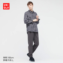 Uniqlo mens flannel plaid shirt (long sleeve autumn and winter casual soft grinding) 441774
