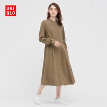 Uniqlo womens soft flannel trumpet dress (long sleeve) Early autumn wear 444045