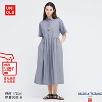 Uugaku Cooperative section Womens clothing IDLF Pleated Dress (short sleeve foreign dress) 447324UNIQLO