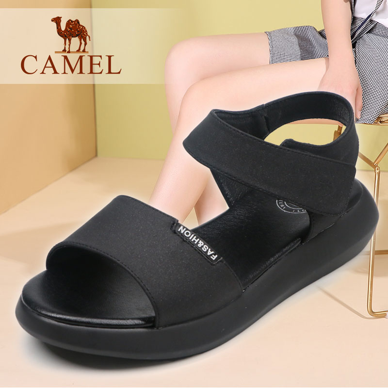 Camel/Camel Women's Shoes 2018 Summer New Thick-soled Wedge Velcro Fashion Casual Women's Cool Shoes