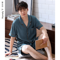 Woven cotton gauze pajamas mens summer cotton short sleeves shorts cardigan loungewear summer thin cotton set