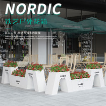 Custom outdoor wrought iron flower box Flower bed club hot pot shop placement combination movable flower pool city square partition