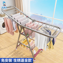 Stainless steel drying rack floor-to-ceiling folding indoor household clothes pole balcony baby hanging clothes drying quilt artifact