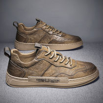 Brown leather shoes mens 2021 new mens shoes spring and summer 100 hitchhiking Korean version trendboard shoes retro tooling men casual shoes