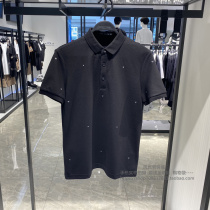 B1DBB2421 Taiping bird mens 2021 summer new black embroidery slim-fit knitted short-sleeved POLO shirt tide