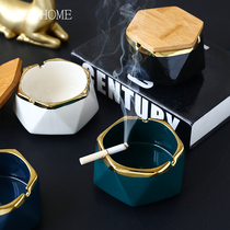 Nordic Light Lavish Sketching Ceramic Ashtrays Creativity Personality Trend Home Living Room Ins wind with cover anti-fly ash