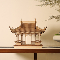 Zuiweng Pavilion Chinese style Japanese garden landscape ancient architectural model Wooden handmade into the house to give gifts