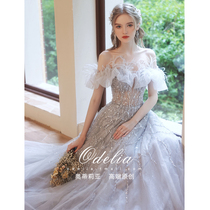 odelia dream catcher2021 new one-shoulder wedding toast dress evening dress bride light luxury niche high-end