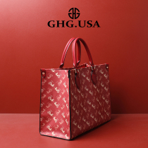 GHG light luxury brand Millennium red carriage large capacity tote bag large flower portable large bag female bridal wedding bag