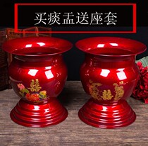 Wedding supplies Iron spittoon childrens bucket Red high-legged spittoon Red enamel night pot with lid Urine pot Wedding dowry
