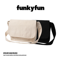 FUNKYFUN Pure Color 100 Lap Canvas Pitched Cross Packet Boomers Men And Women Students School Bags Day Tide Street Ins Postman Bag