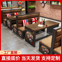 Clear bar card seat sofa commercial industrial wind cafe barbecue restaurant Western restaurant single retro bar table and chair combination