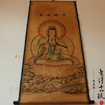 Antique calligraphy and painting traditional Chinese painting famous calligraphy and painting hall painting living room painting landscape painting South China Sea sitting Guanyin picture has been mounted