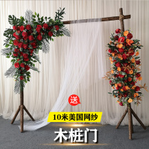 2021 new wedding stake door arch lawn outdoor wood shelf flower door arrangement stump background ornaments