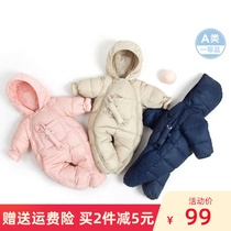 Brand boys and girls down one-piece newborn baby white duck down baby climbing clothes out clothes thickened winter