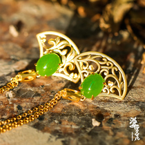 (Original Design) Gold Jade combination series Russian material Hetian Jade Jasper earrings female 18K gold inlaid diamond earrings