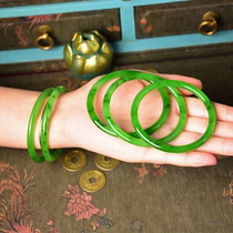 (Brahma Flower) Old Pit Russian Jasper Ice Bottom and Tian Jade Bracelet Ulan Ude Apple Green Tinker Bangle