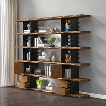 American solid wood bookshelf shelves full wall display rack whole wall with drawer living room minimalist office bookcase on floor
