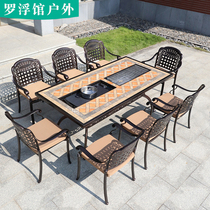 Outdoor barbecue table and chairs Home Terrace day outdoor leisure table courtyard balcony European Villa Cast Aluminum Grill