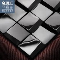 Mingma Hui modern metal stainless steel mosaic tile background wall KTV black concave and convex irregular wall tile sticker