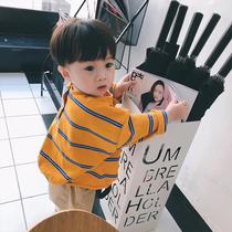 Boy Sweatshirt Spring Autumn Clothing 2021 New Fashion Color Stripes Mid-Boy Blouses Foreign Air Comfort Childrens Clothes Tide