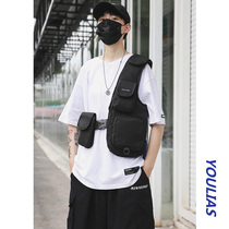 Backpack Skew Satchel for mens Day Department Overalls Machia Pack tide cards Multi-pockets Large capacity Chaoge Cool Functioning Bag Street Tide