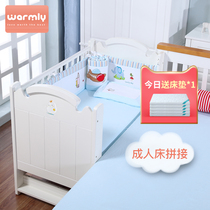 Eco-friendly solid wood crib splicing bed multi-function treasure bed newborn BB bed men and women New Zealand pine wood