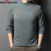 Qichang Mens Cashmere Sweater Crewneck Autumn and Winter New Long Sleeve base shirt Middle-aged Mens Thin Solid Color Carnivette Sweater