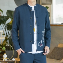 Mens suit suit Chinese style slim body stand collar Chinese tunic Korean casual trend personalized embroidered suit jacket