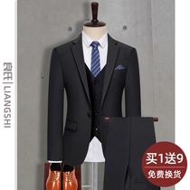 Suit suit suit mens three-piece Korean business casual suit professional dress groomsman dress groom wedding dress