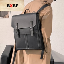 BXBF New Shoulder Bag Male Tide Capacity Backpack Vertical Mad Horse PU Leather Pad Street Trend
