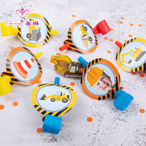 Customized engineering theme birthday party layout childrens birthday party toy small blowing dragon whistle to help the small Horn