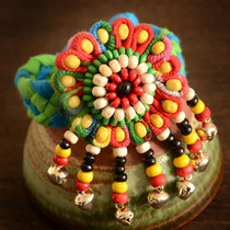 Yunnan ethnic minority bracelet hand woven fabric wrist flower Lijiang Dali retro bracelet New Year gift red rope bell