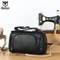 First layer cowhide shoulder crossbody cross-body locomotive fitness postman sports Korean fashion fashion mens leather bag