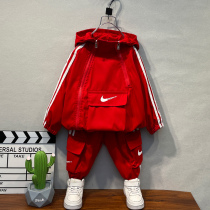 Boys spring clothing suit 2022 Spring and autumn new 3 boys handsome clothes 5-year-old children spring baby two sets of damp