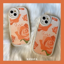 Douyin with oil painting rose flower for Apple 13 phone case 13promax advanced sense 11promax new 12pro girlfriends iphone anti-fall xsma