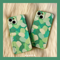 Small Red Book Identical green oil painting color block suitable for apple 13 phone shell 13promax new iphone anti-fall 12pro brief 11promax graffiti xsma
