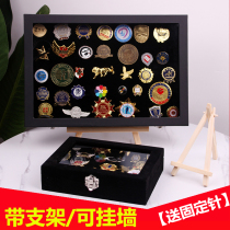 Badge storage box Transparent dustproof medal medal storage and finishing box Brooch medal wall display frame table