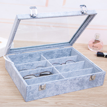 Glasses storage box 8 grid fashion sunglasses display box Watch box High-grade flannel large sunglasses box Multi-grid