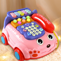 Baby childrens toys simulation telephone landline male baby music multi-function puzzle early education 1 year old 2 little girl