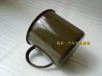 Old goods green enamel army cup Old cup Old army cup Enamel cup Green army cup(cup along the porcelain)