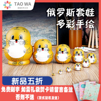 Chinese style handmade wooden Russian doll 10-layer children's toys cute cartoon crafts gift doll