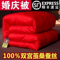 Silk quilt 100 mulberry silk quilt spring and autumn quilt mother quilt wedding red thickened winter quilt core safe quilt 1