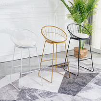 Nordic Wrought iron bar chair Modern simple backrest Creative clothing store photo high foot leisure net red bar stool