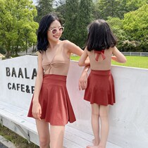 Dapingshan camel 2021 new parent-child family dress mother-daughter swimsuit one-piece skirt Parent-child swimsuit girls cute tour